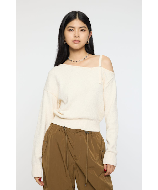 BUTTON STRAP ワンショルダートップス