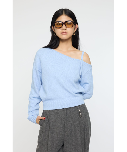 BUTTON STRAP ワンショルダートップス