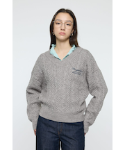 CABLE V NECK ニット