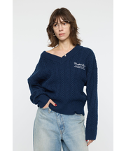 CABLE V NECK ニット