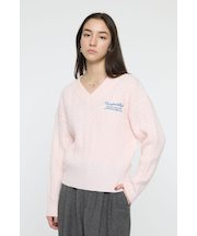 CABLE V NECK ニット