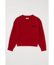 CABLE V NECK ニット