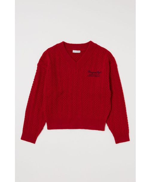 CABLE V NECK ニット