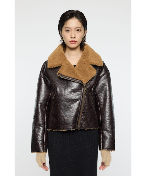 F／FUR COLLAR CROP ブルゾン｜マウジーの通販｜&mall（アンドモール