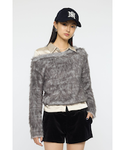 FAUX FUR KNIT CROP トップス