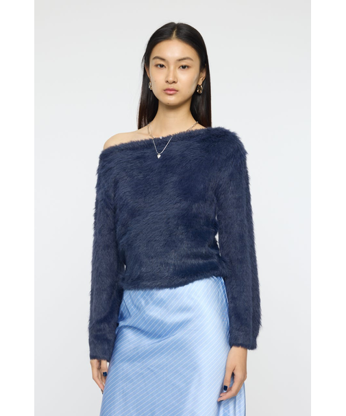 FAUX FUR KNIT CROP トップス