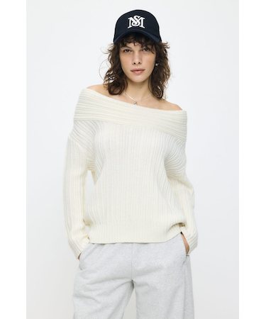 OVER RIB OFF SHOULDER トップス