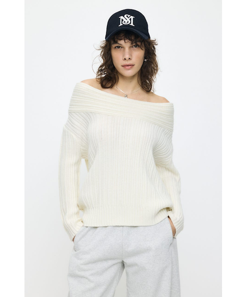 OVER RIB OFF SHOULDER トップス