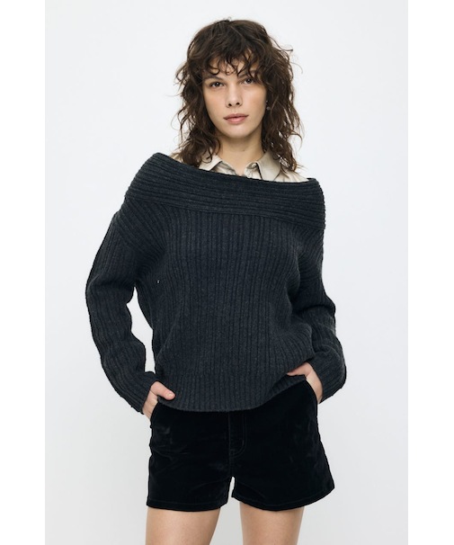 OVER RIB OFF SHOULDER トップス