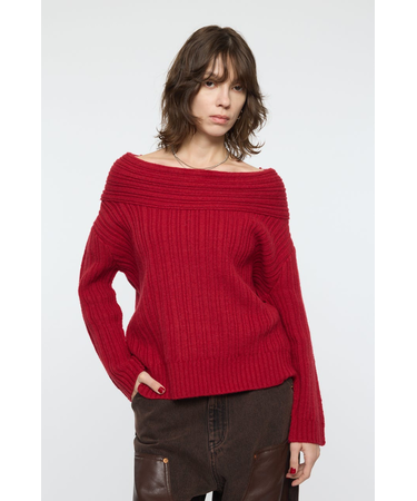 OVER RIB OFF SHOULDER トップス