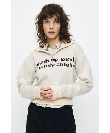 LETTERED HALF ZIPセーター