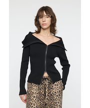 BIG COLLAR ZIP UP ニットトップス