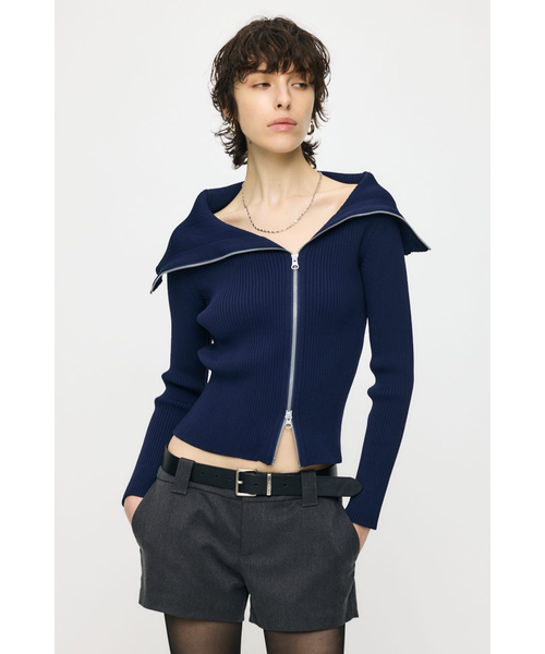 BIG COLLAR ZIP UP ニットトップス｜マウジーの通販｜&mall（アンド