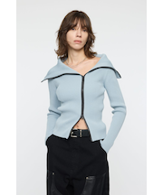 BIG COLLAR ZIP UP ニットトップス