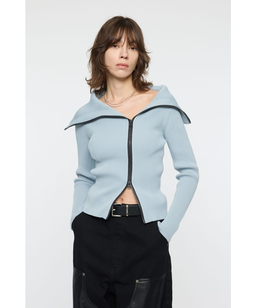BIG COLLAR ZIP UP ニットトップス