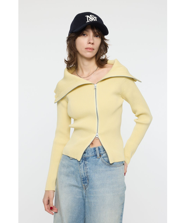 BIG COLLAR ZIP UP ニットトップス