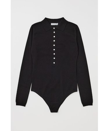 WITH COLLAR KNIT ボディースーツ
