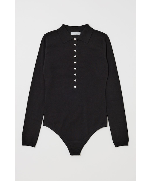 WITH COLLAR KNIT ボディースーツ