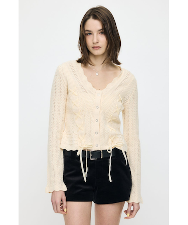 LACE UP RIBBON カーディガン