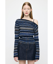 RANDOM STRIPE OFF SHOULDER トップス