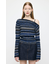 RANDOM STRIPE OFF SHOULDER トップス