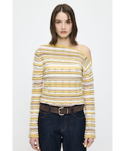 RANDOM STRIPE OFF SHOULDER トップス