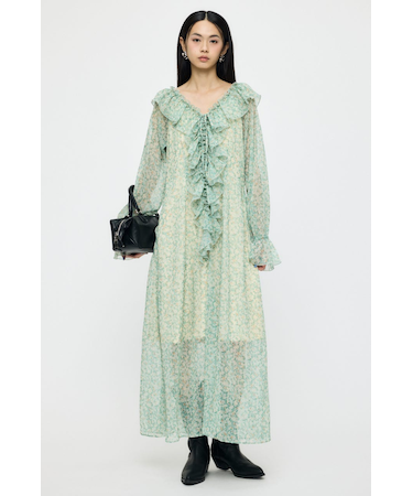 RUFFLE CHIFFON MAXI ドレス