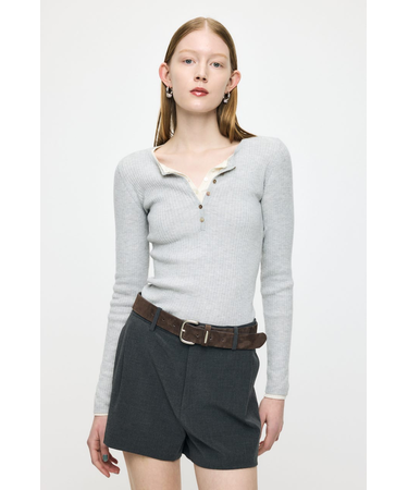 SILK MIX HENRY NECK トップス