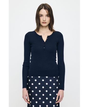 SILK MIX HENRY NECK トップス