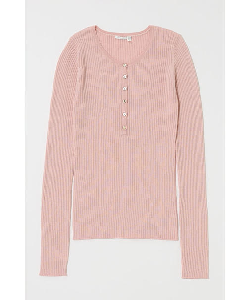 SILK MIX HENRY NECK トップス