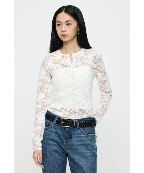 LACE HENRY NECK トップス｜マウジーの通販｜&mall（アンドモール
