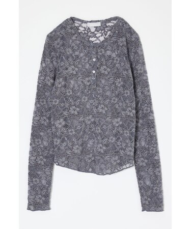 LACE HENRY NECK トップス