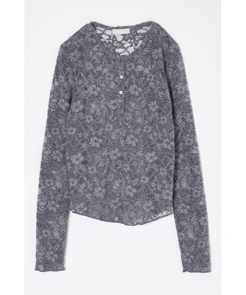 LACE HENRY NECK トップス