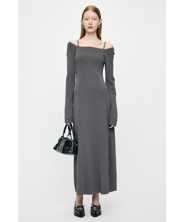 OPEN NECK KNIT LONG ドレス