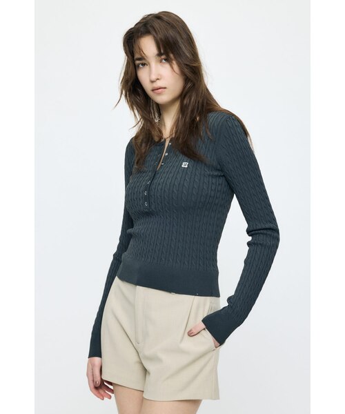 HENRY NECK CABLE KNIT トップス｜マウジーの通販｜&mall（アンド