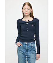 HENRY NECK CABLE KNIT トップス