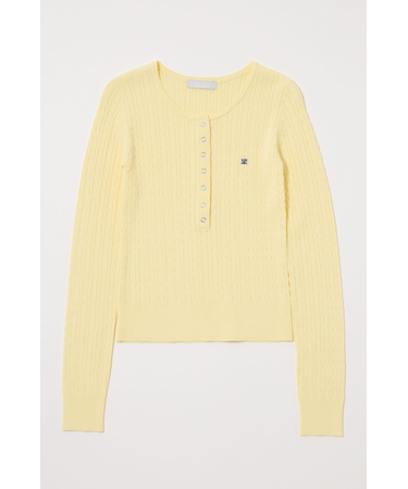 HENRY NECK CABLE KNIT トップス