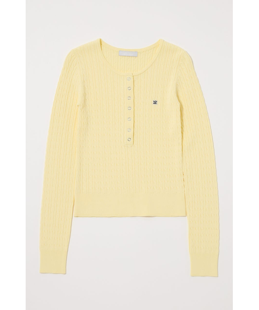 HENRY NECK CABLE KNIT トップス