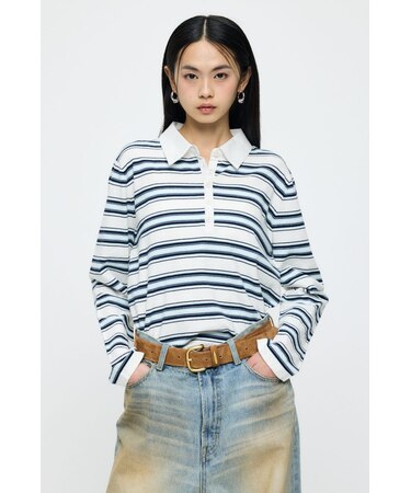BORDER POLO KNIT TEE