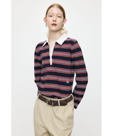 BORDER POLO KNIT TEE