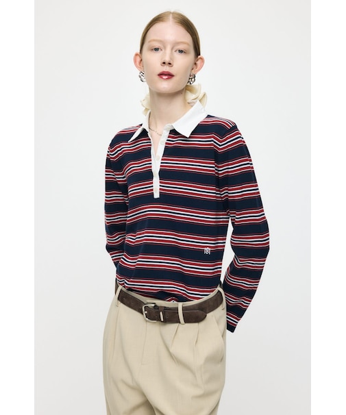 BORDER POLO KNIT TEE