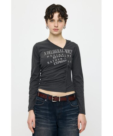 FRONT GATHER DOCKING L／S トップス