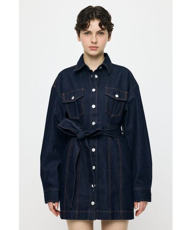 BELTED DENIM MINI ドレス