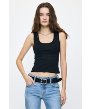 SUVIN GIZA SCOOP NECK タンク
