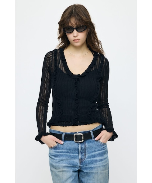 MOUSSY POINTELLE RUFFLE カーディガン＆キャミソール 白 POINTELLE RUFFLE カーディガン＆キャミソール｜マウジーの通販｜&mall