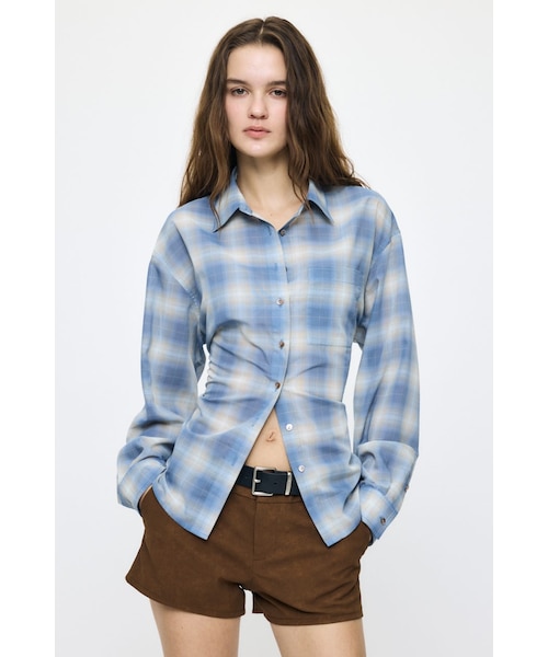 MOUSSY FADE CHECK SHEER OVER シャツ FADE CHECK SHEER OVER シャツ｜マウジーの通販｜&mall（アンドモール