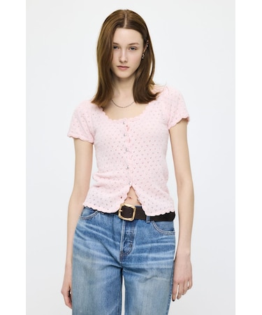 EYELET BUTTON UP トップス