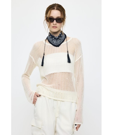 BOAT NECK MESH KNIT トップス