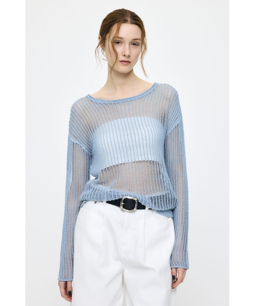 BOAT NECK MESH KNIT トップス