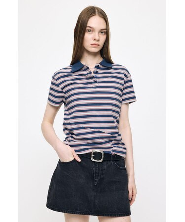 STRIPED TINY POLO シャツ